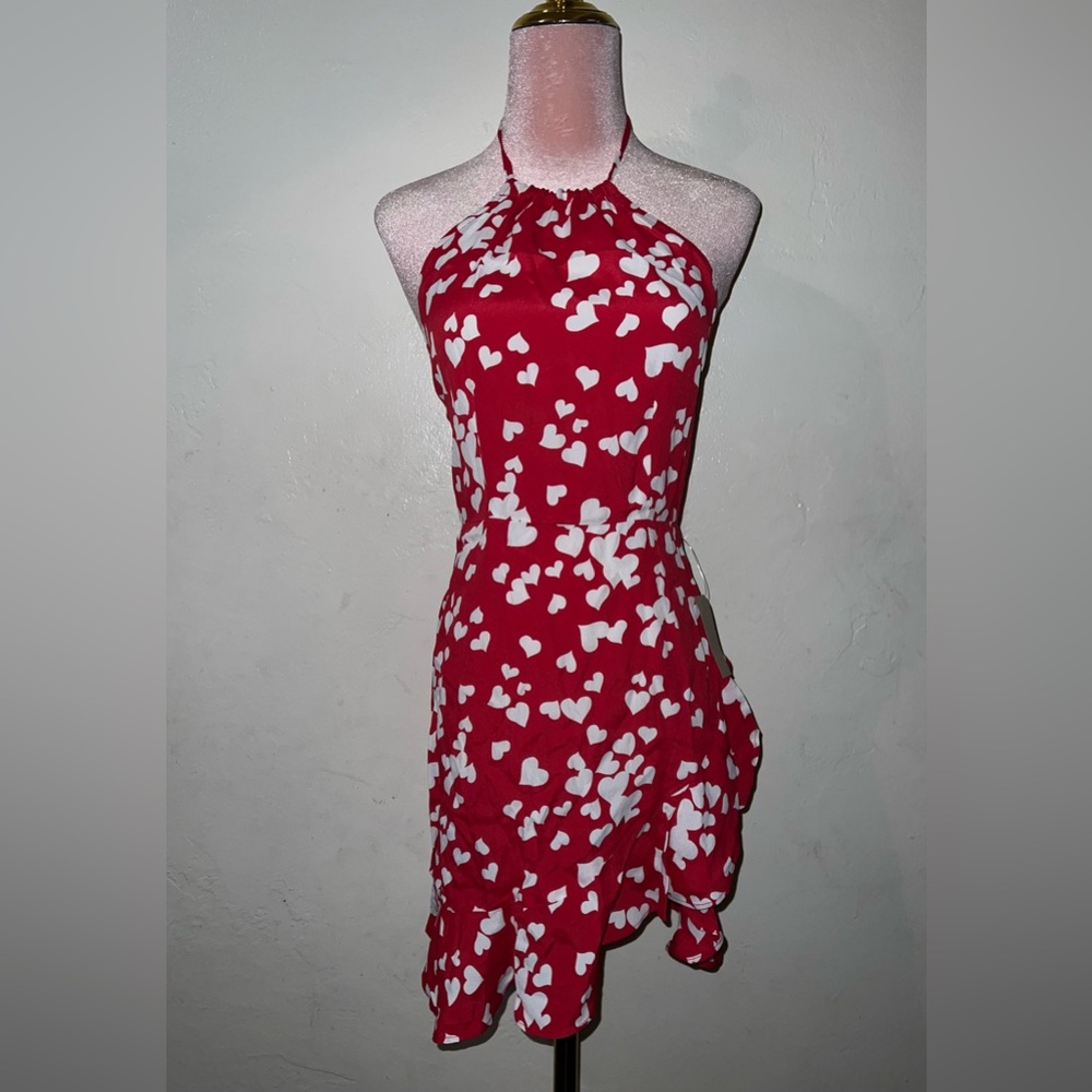 Flynn Skye Red and White Heart Mini Dress